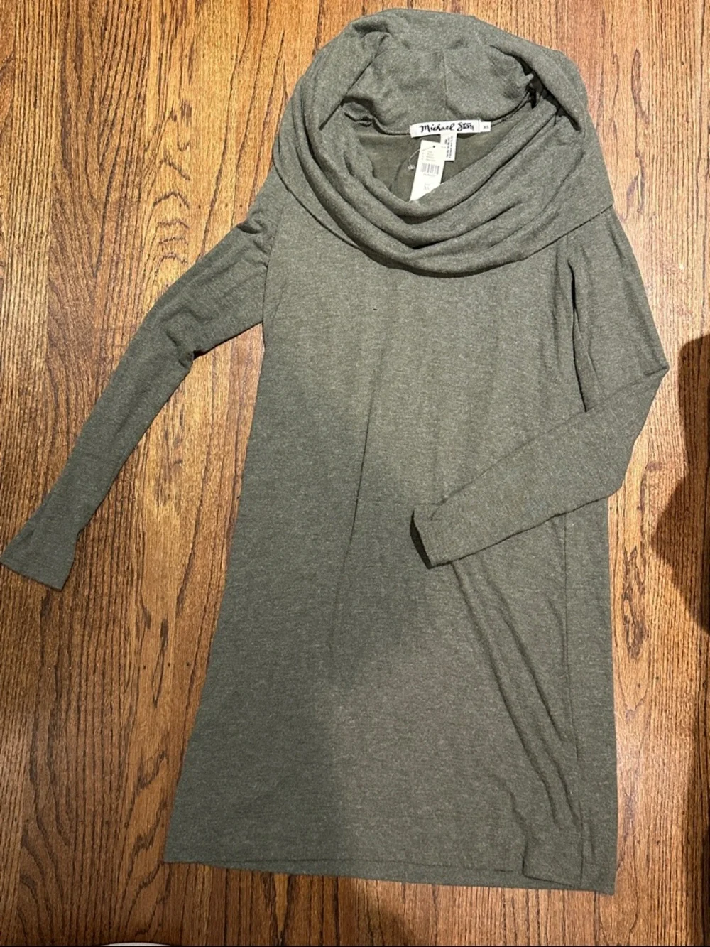 NWT! Michael Stars Olive Green Draped Cowl Neck Dress XS - Picture 3 of 3